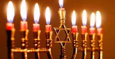 Closeup of Hanukkah Menorah